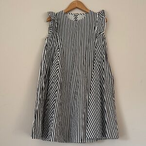 Classic Black & White Striped Girls' Dress